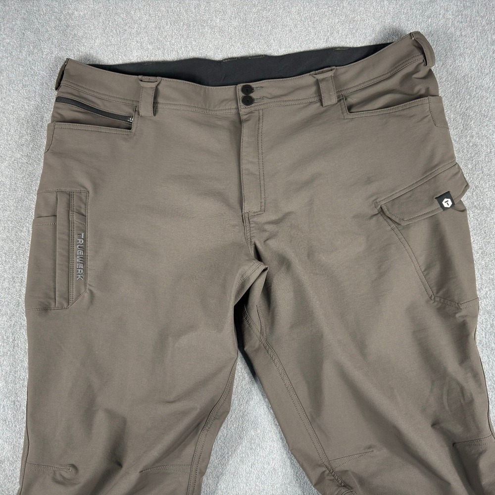 TRUEWERK T2 Werkpant Pants Mens 44x32 Brown Microfiber Cargo Workwear Outdoor